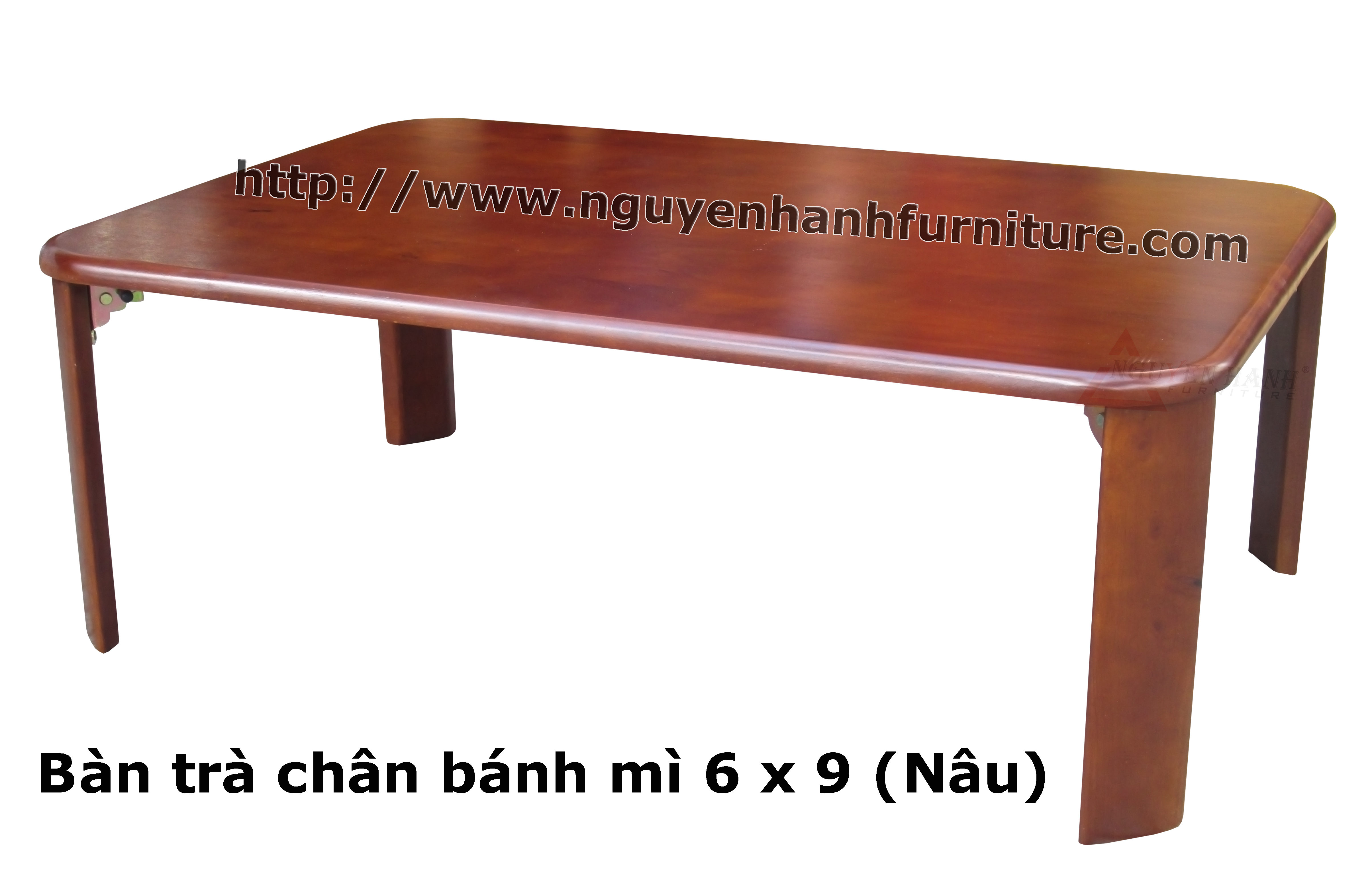 Name product: 6 x 9 Bread shape Tea table (Brown) - Dimensions: 60 x 90 x 30 (H) - Description: Wood natural rubber